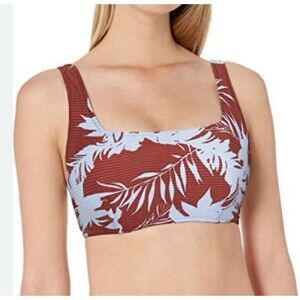 SEAFOLLY Australia Wild Tropics Square Neck Tank Bikini Top Amber Sz DD & F New